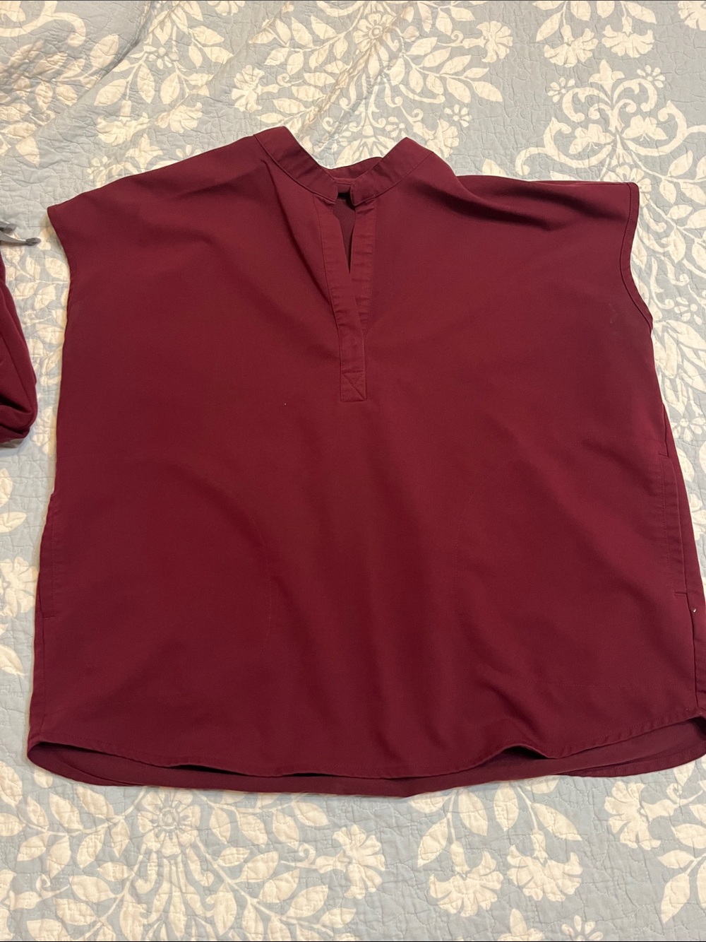 Figs Women’s Split-Neck Blouse - Burgundy